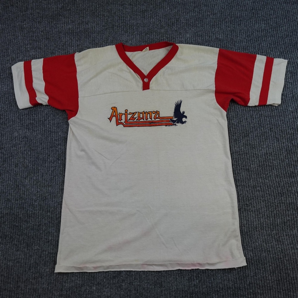 Vintage Bantam Arizona Eagle Shirt Mens XL White V-Neck Ringer Jersey 80s